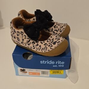 Stride Rite Leopard Print Baby Shoes with Black Bow